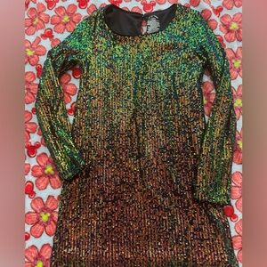 Girls Art  Class Sequin Long Sleeve Tunic Dress in black size Large 10/12